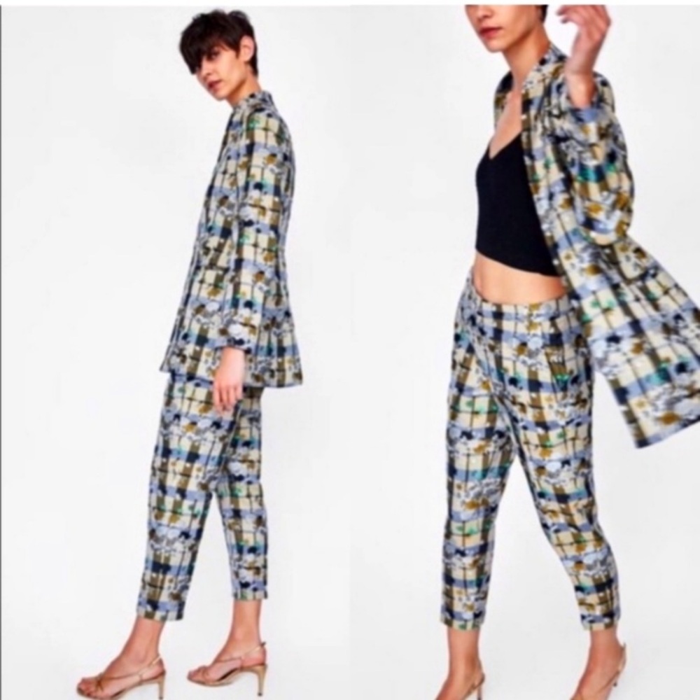 Zara Basic Floral Jacket - Gold, Black, Cream